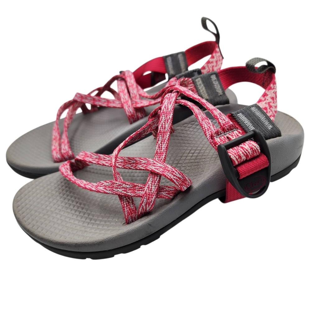 Chaco EUC Youth Girls Pink/Gray Strappy Sandals Size 3‎